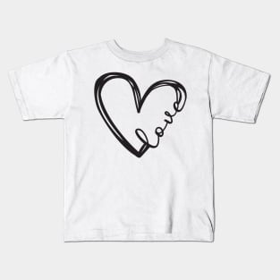 Black Love Heart Kids T-Shirt